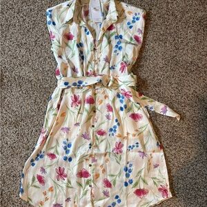 French Connection White Floral Shirt Dress